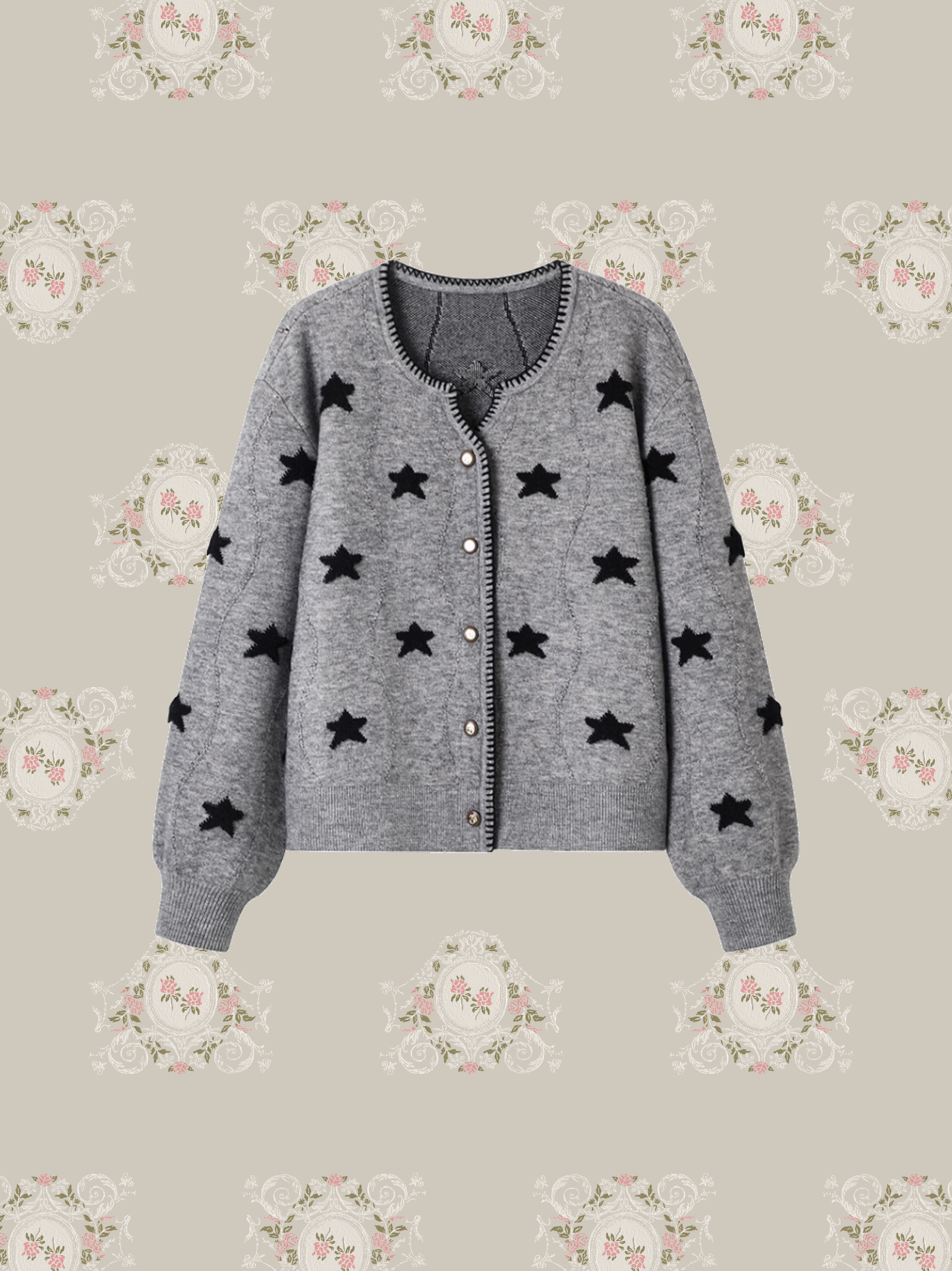 Star Decor Gray Cardigan/スターデコカーディガン