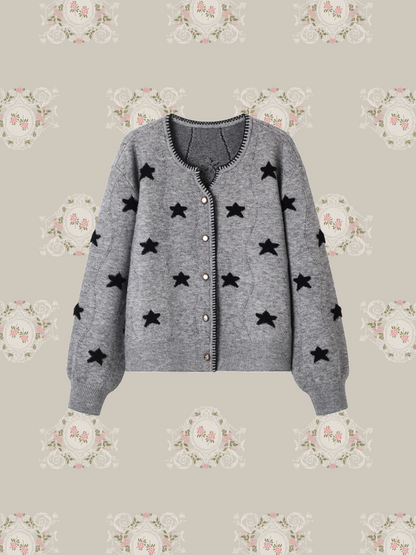 Star Decor Gray Cardigan/スターデコカーディガン