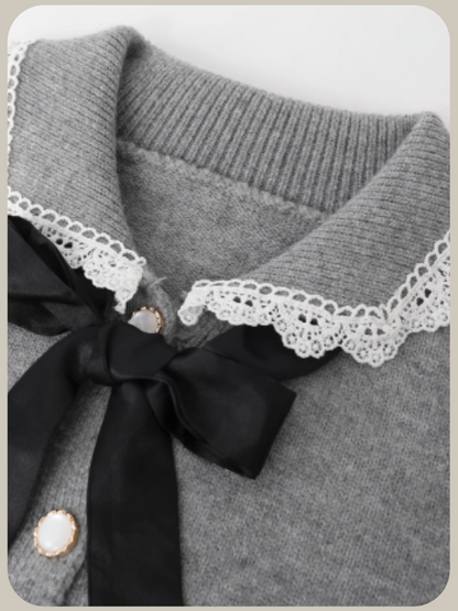 Ribbon Collar Knit Set up/リボンカラーニットセットアップ