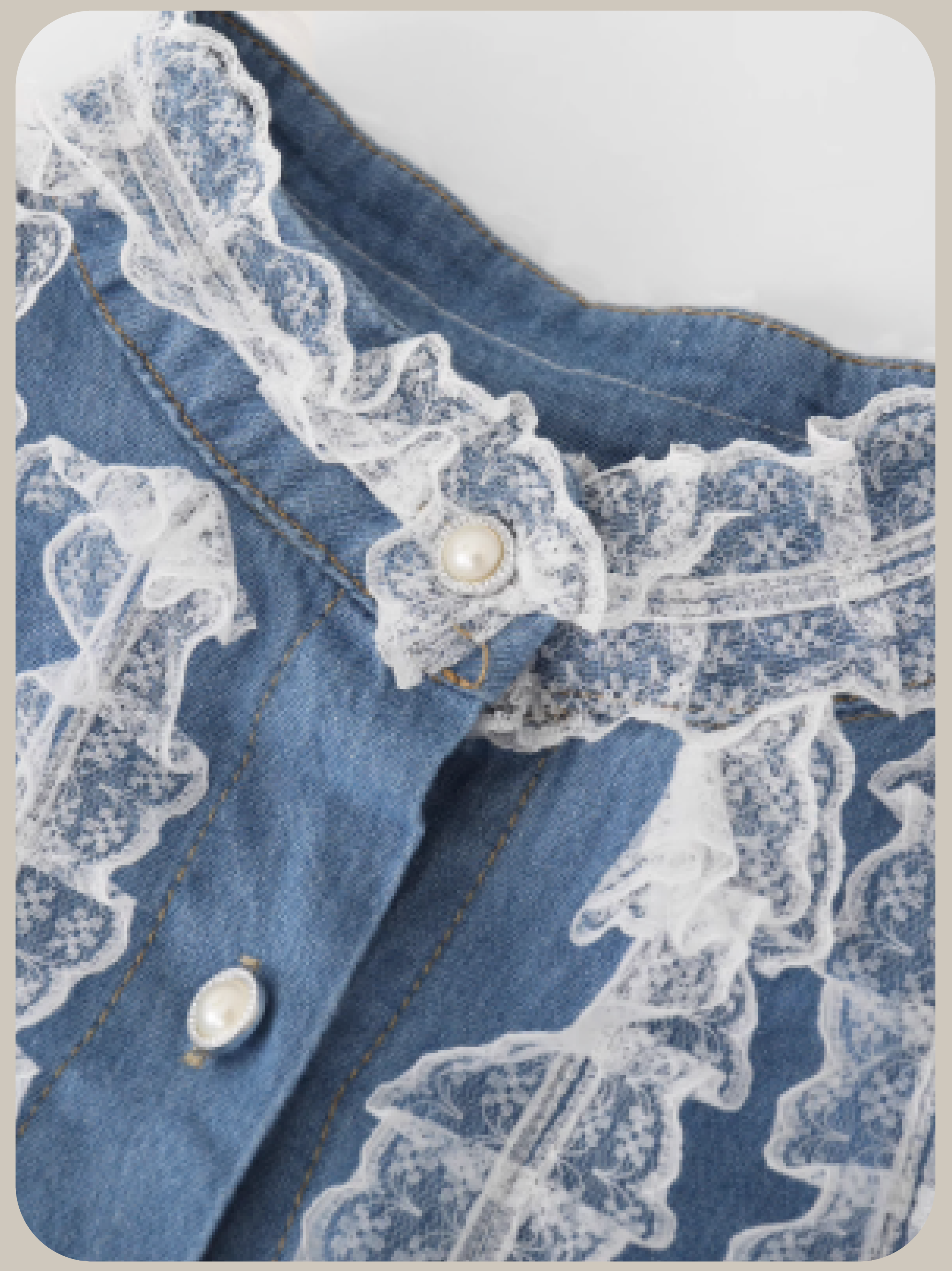 Frill Lace Denim Shirt/フリルレースデニムシャツ