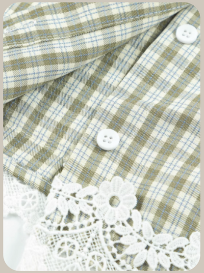 Lace Attatched Check Shirt/レースチェックシャツ