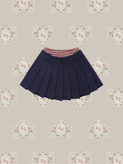 Prepy Waist Point Pleats Skirt/プレッピーチェックプリーツスカート