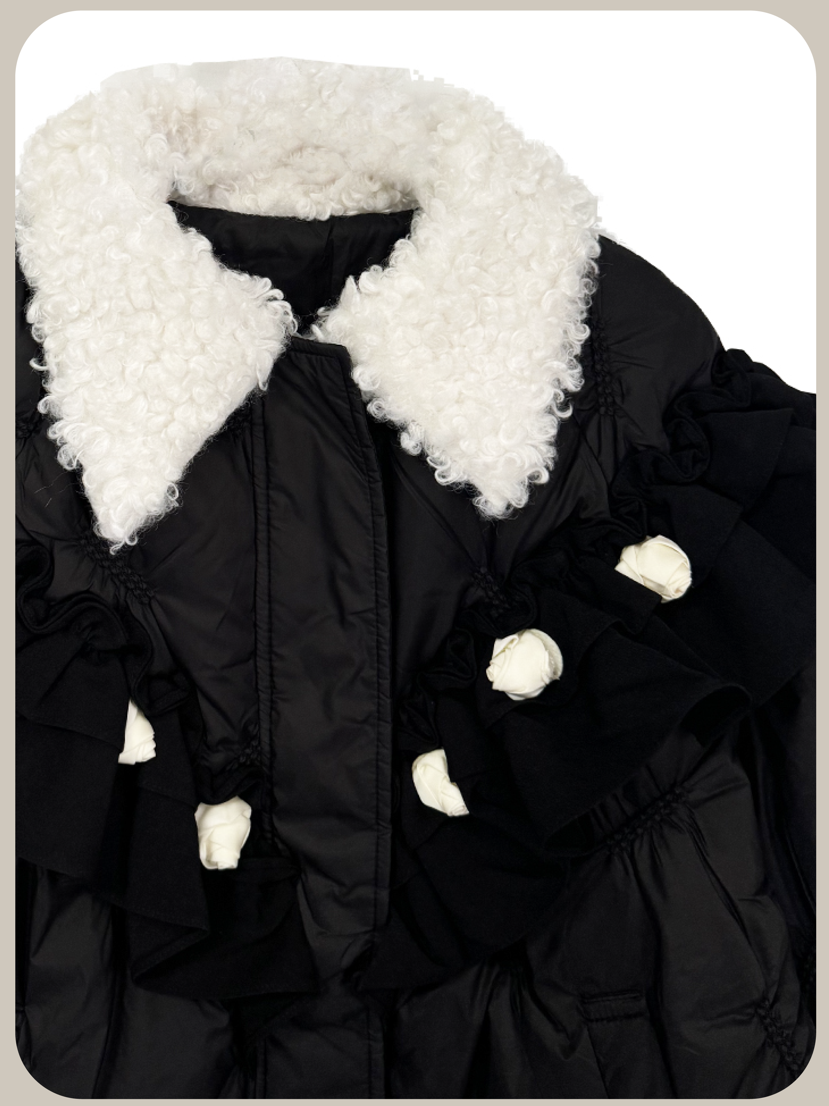 Princess Frill Flower Collar Duck Down Coat プリンセスフリルフラワー衿ダックダウンコート