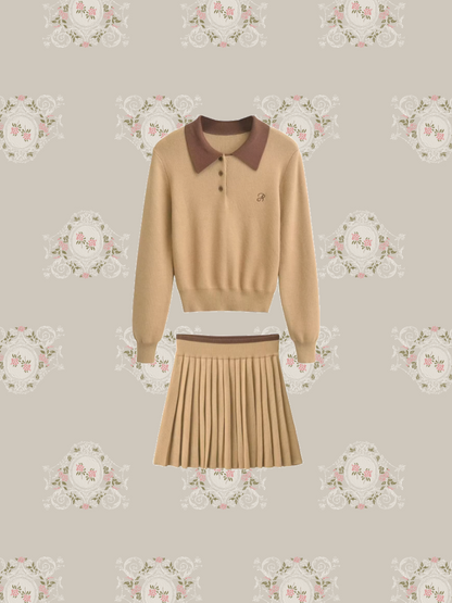 Preppy Knit Pleats Skirt Set Up/プレッピーニットプリーツスカートセットアップ