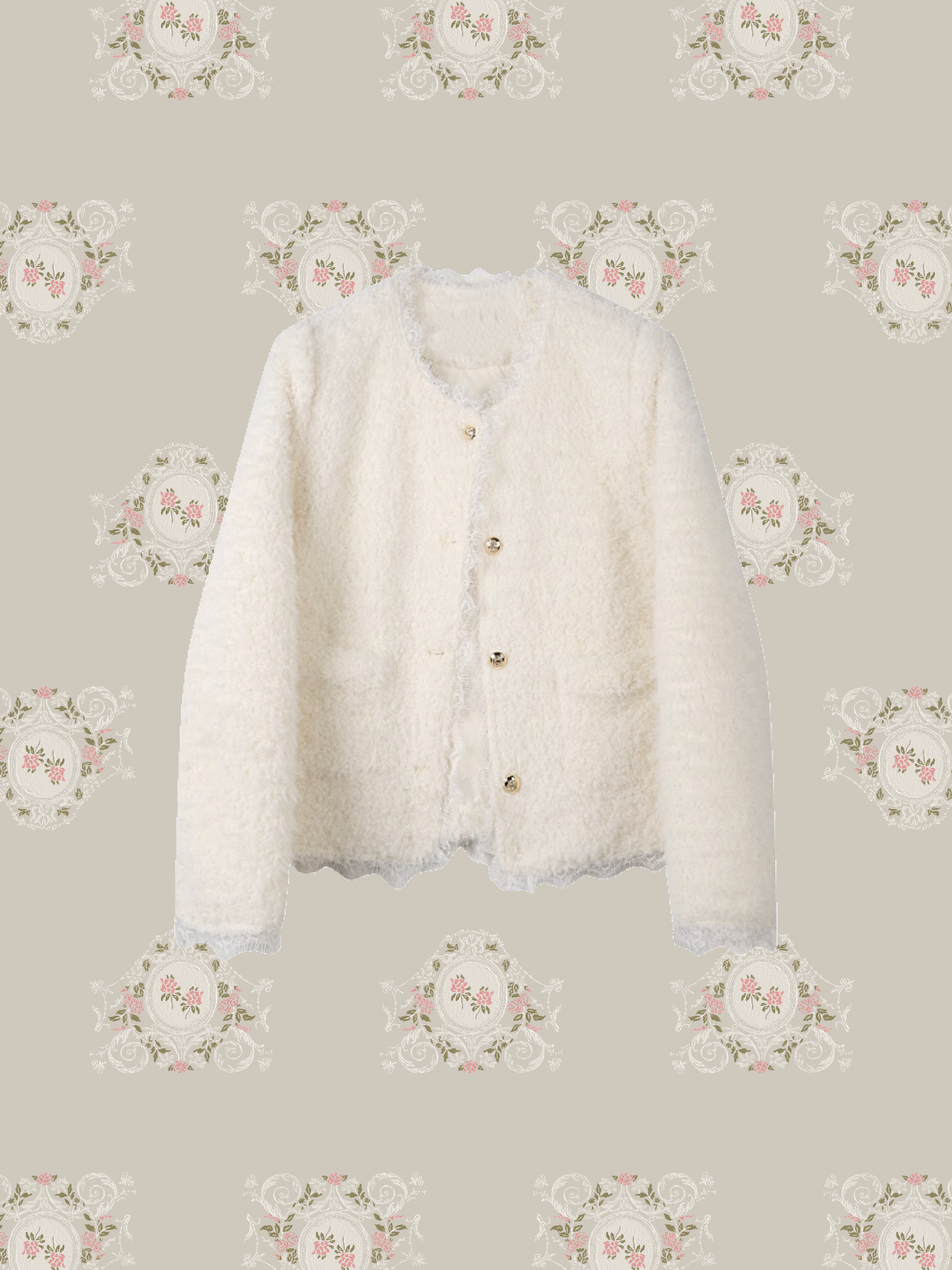 Fluffy Pastel Color Lace Down Coat/ふわふわパステルカラーレースダウンコート