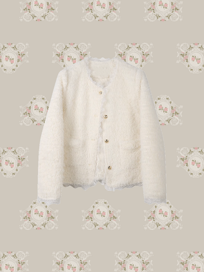 Fluffy Pastel Color Lace Down Coat/ふわふわパステルカラーレースダウンコート