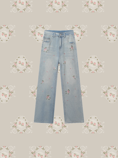 Floral Embroidery Denim Pants/花柄刺繍デニムパンツ