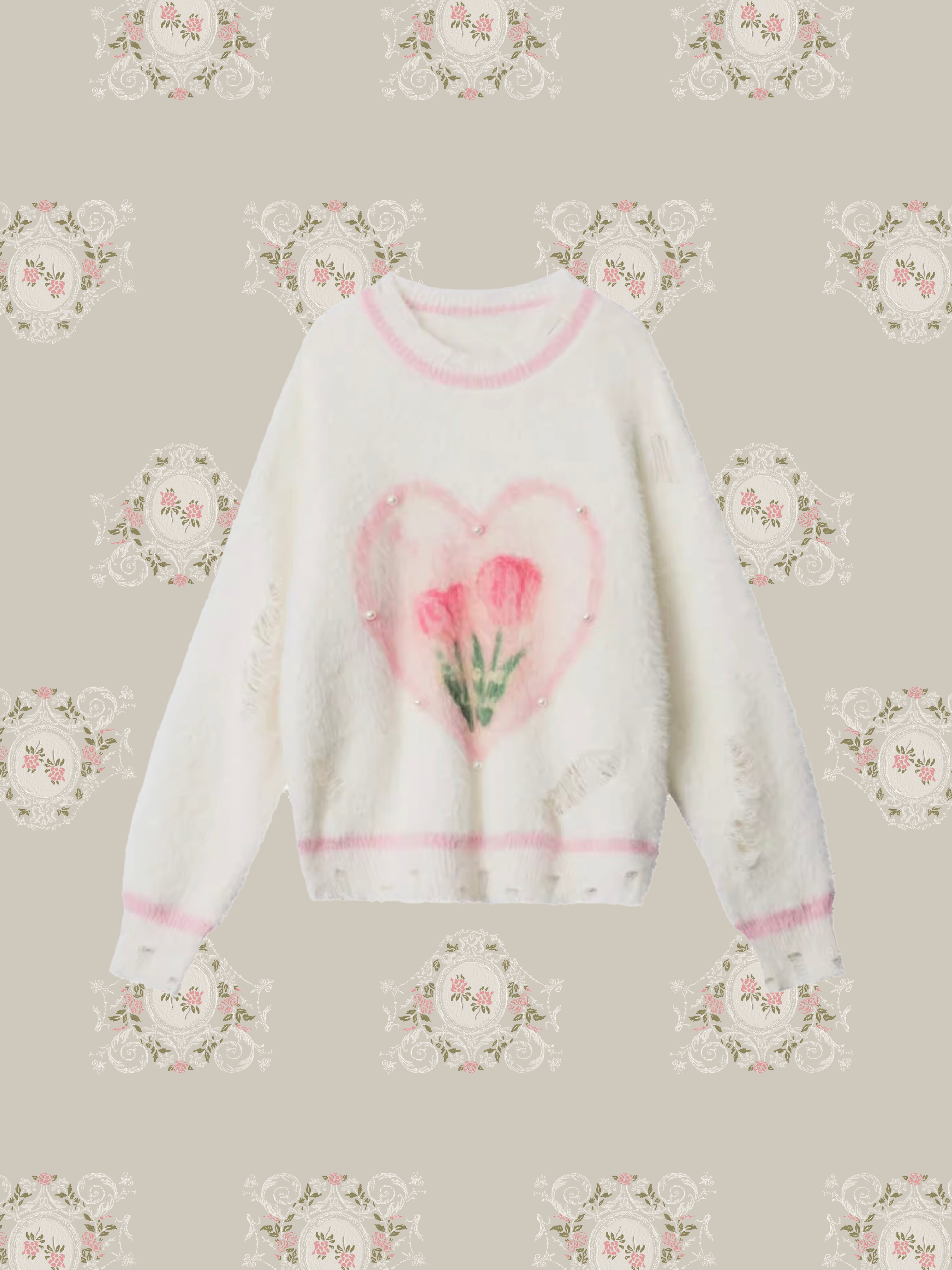 Fluffy Tulip Heart Sweater/ふわふわチューリップハートセーター