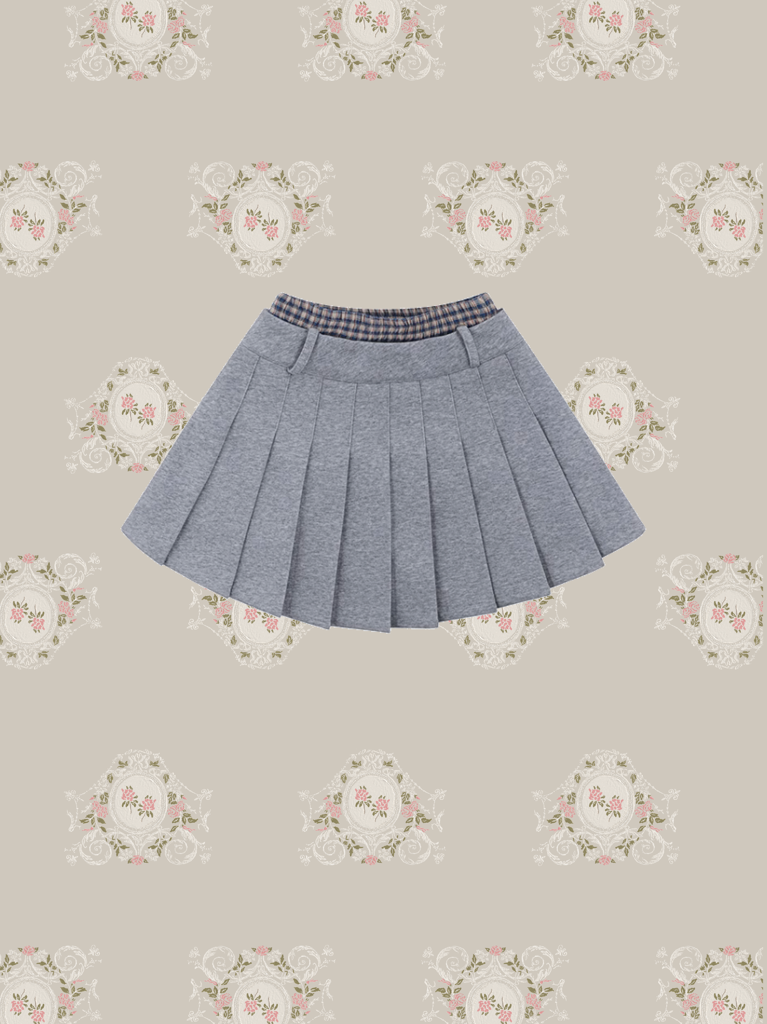 Prepy Waist Point Pleats Skirt/プレッピーチェックプリーツスカート