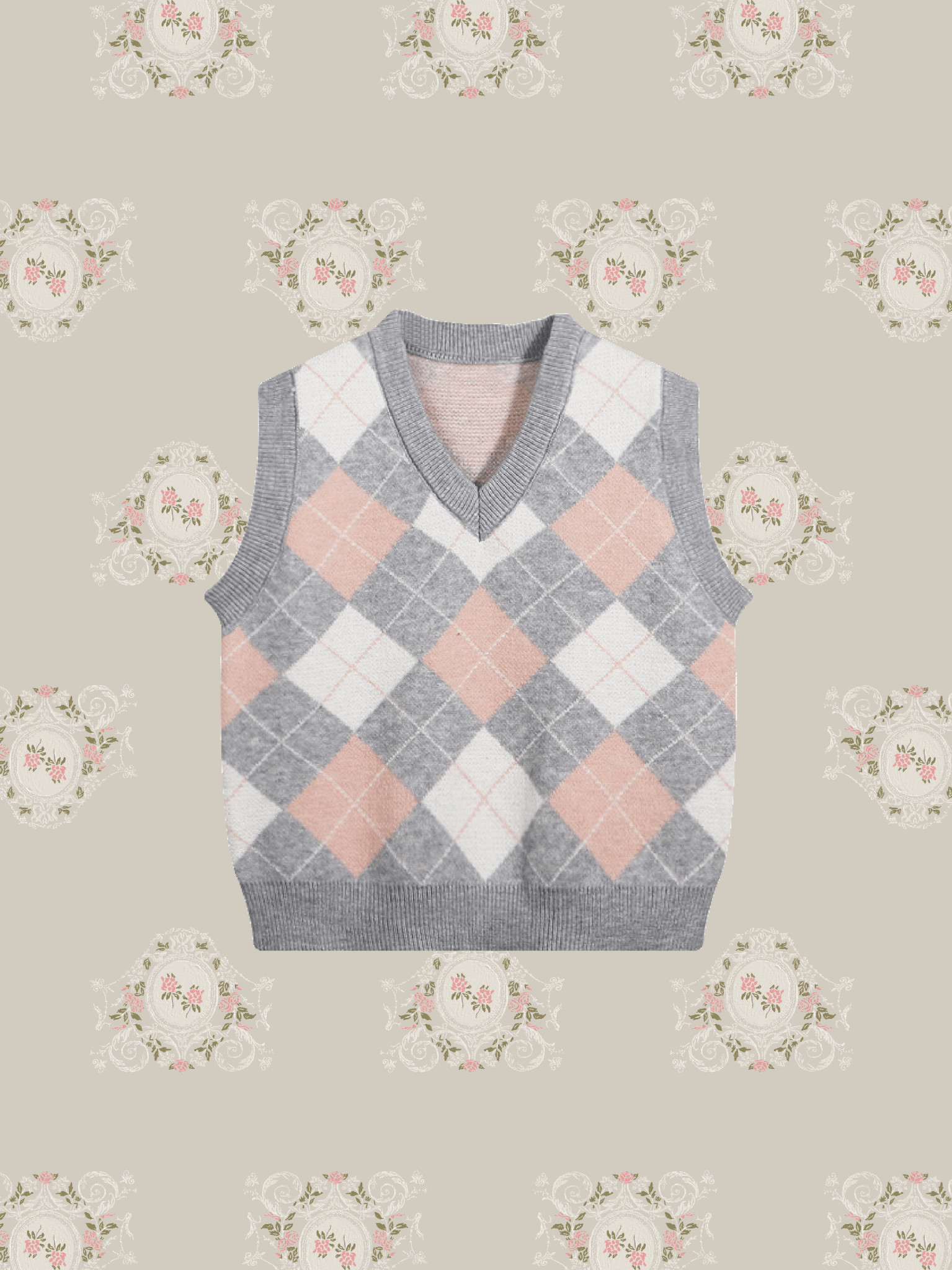 Cheerful Argyle Block Knit Vest