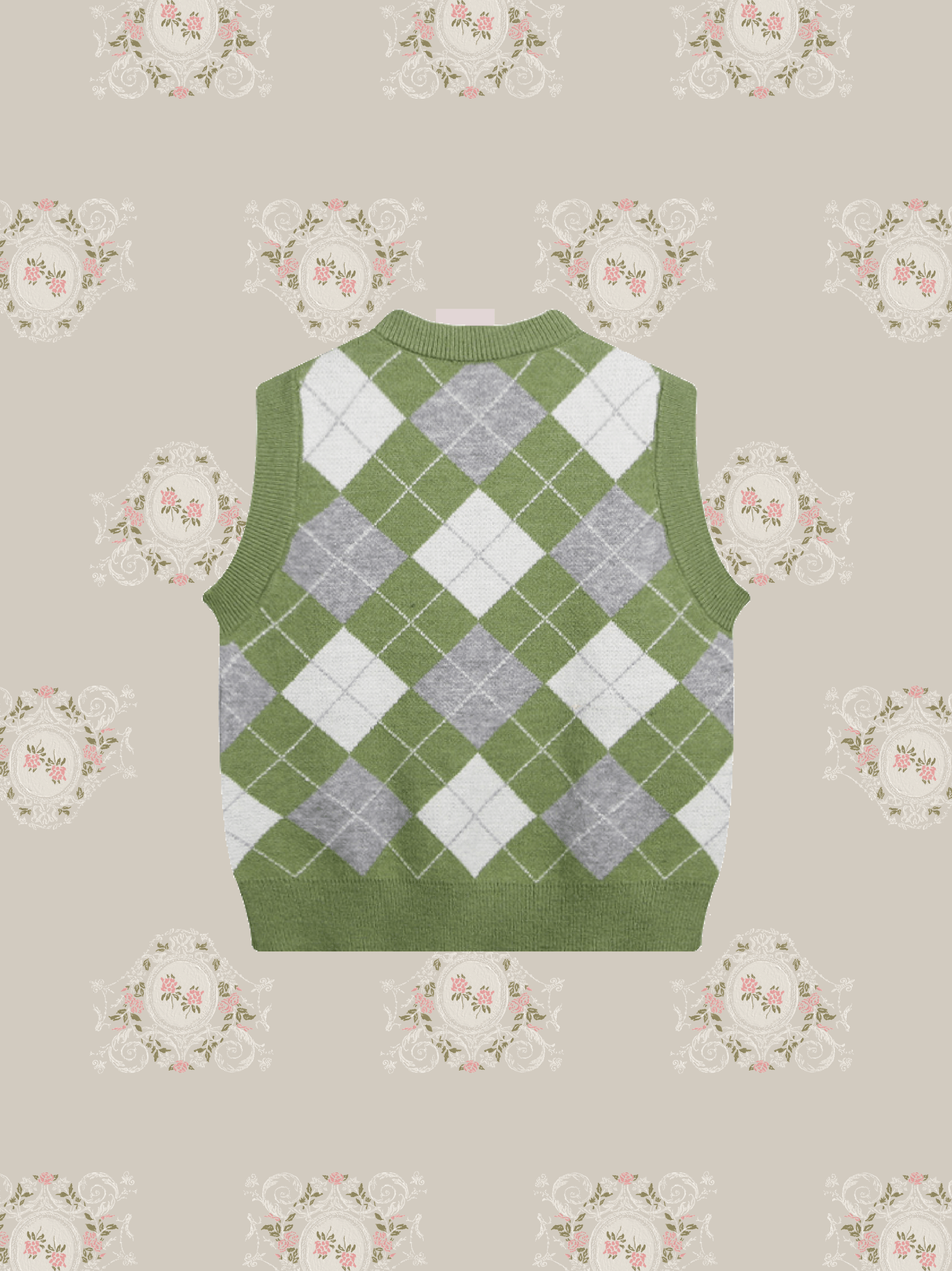 Cheerful Argyle Block Knit Vest